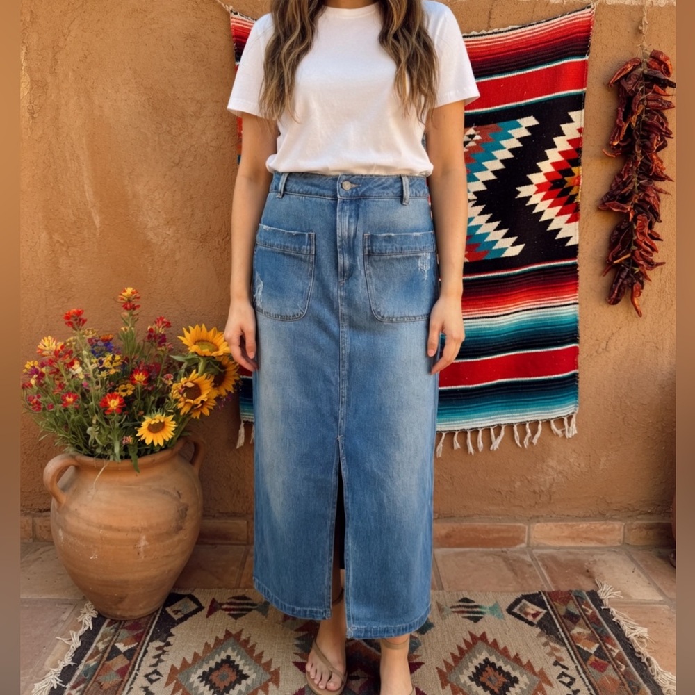 Rachel Roy  Front Pocket Denim Skirt, Size 8